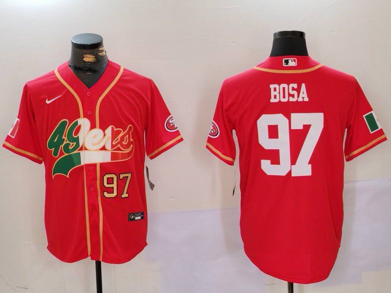 Men San Francisco 49ers 97 Bosa Red Second generation Mexican Joint Name 2024 Nike Limited NFL Jersey style 2